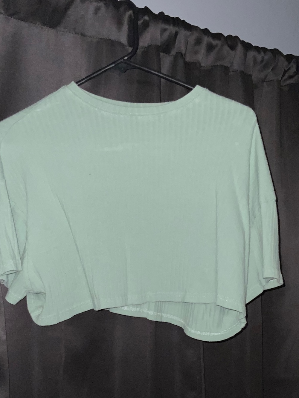 SHEIN Mint Ribbed Cropped Tee